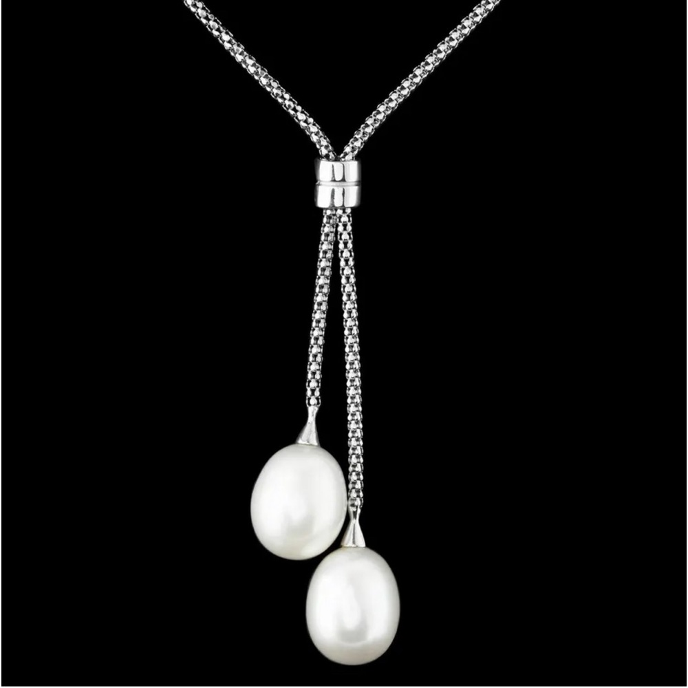 Natural Untreated 12X10mm Freshwater Pearl Sterling Silver 925 Necklace
